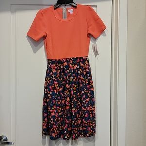 Lularoe Coral Floral Amelia Dress